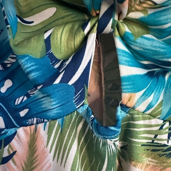 Privy Tropical Floral Print with Tie Front Body Con dress in blues & greens-XS - Picture 5 of 13